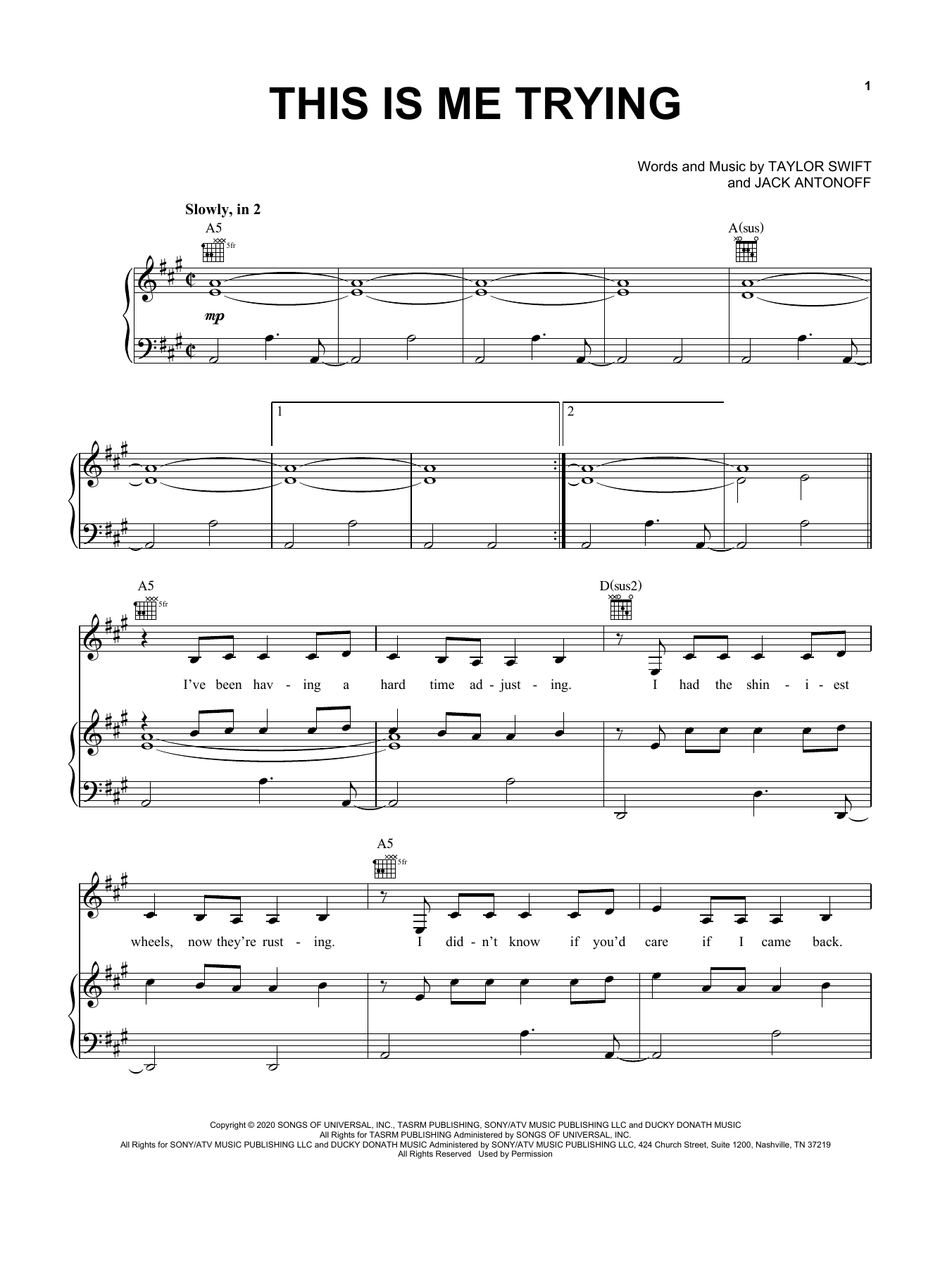 Download Taylor Swift this is me trying Sheet Music and learn how to play Easy Piano PDF digital score in minutes