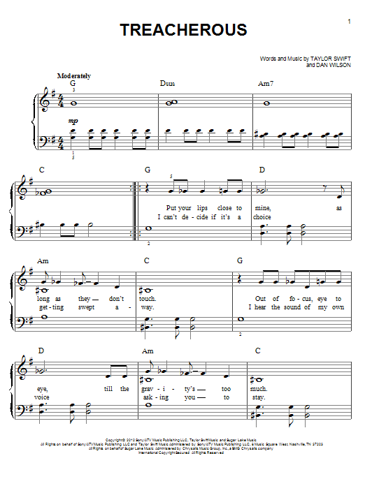 Download Taylor Swift Treacherous Sheet Music and learn how to play Ukulele PDF digital score in minutes