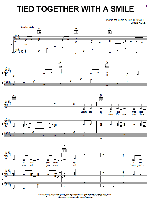 Taylor Swift "Tied Together With A Smile" Sheet Music Notes Download
