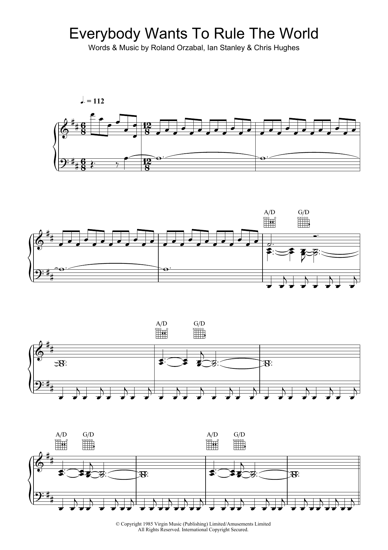Download Tears For Fears Everybody Wants To Rule The World Sheet Music and learn how to play Easy Bass Tab PDF digital score in minutes