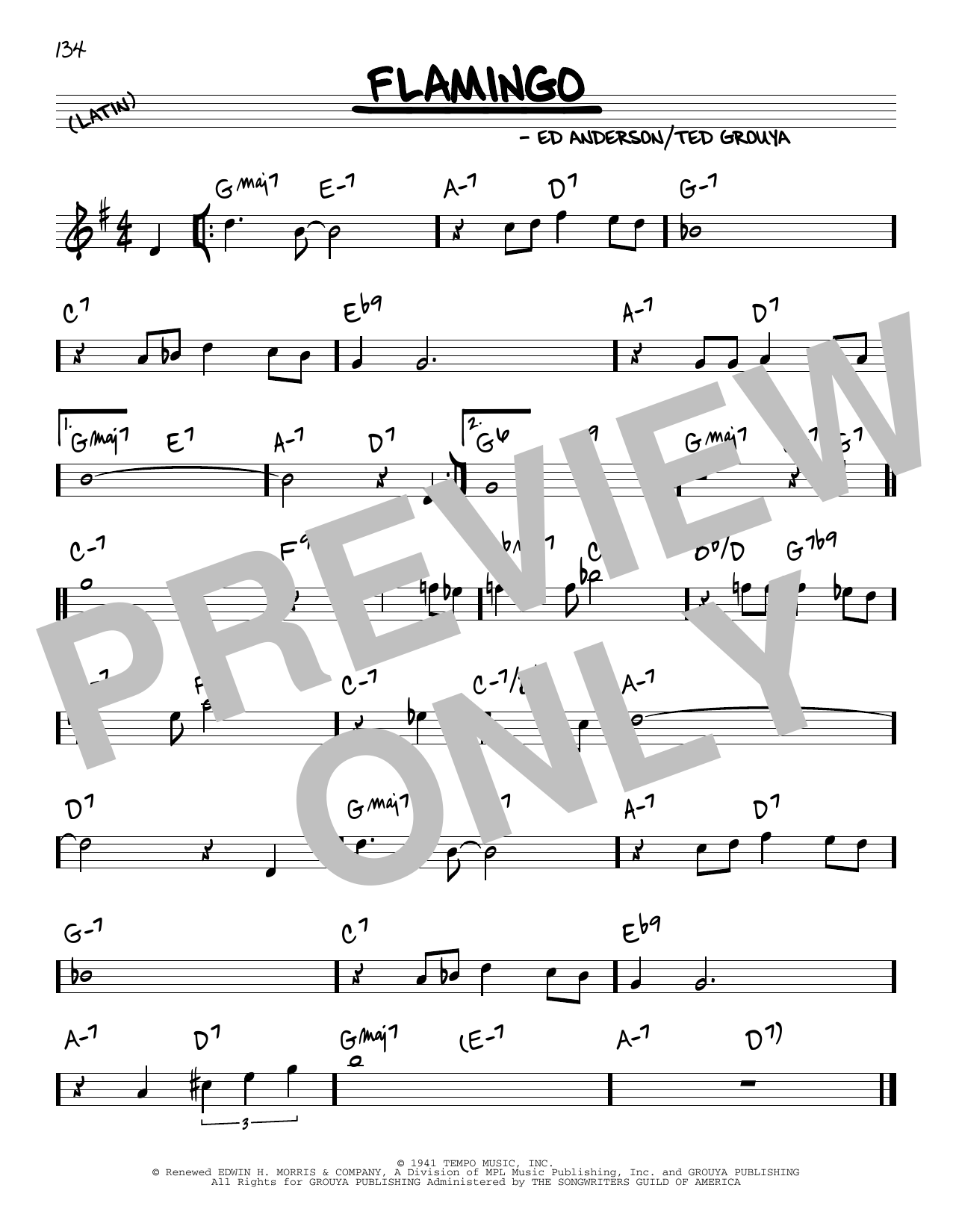 Download Ted Grouya and Ed Anderson Flamingo Sheet Music and learn how to play Real Book – Melody & Chords PDF digital score in minutes