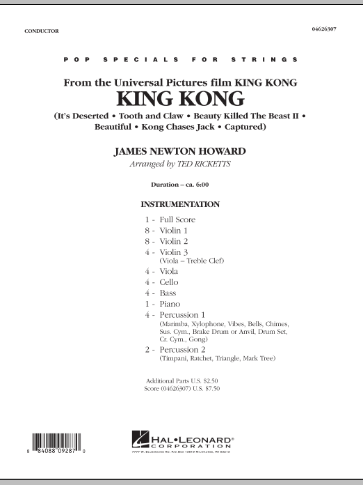 Download Ted Ricketts King Kong - Full Score Sheet Music and learn how to play Orchestra PDF digital score in minutes