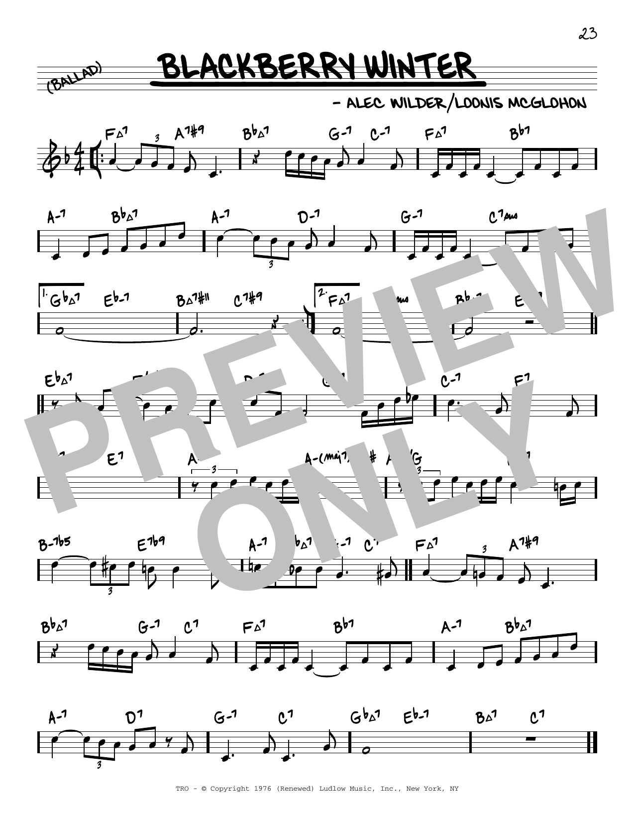 Download Teddi King Blackberry Winter (arr. David Hazeltine) Sheet Music and learn how to play Real Book – Enhanced Chords PDF digital score in minutes