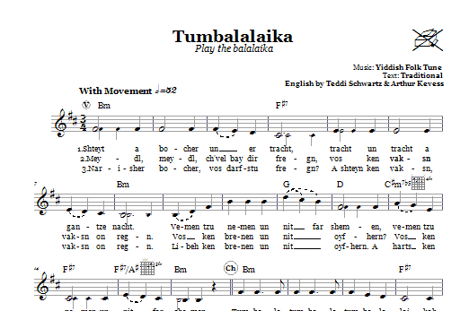 Download Teddi Schwartz Tumbalalaika (Play The Balalaika) Sheet Music and learn how to play Melody Line, Lyrics & Chords PDF digital score in minutes