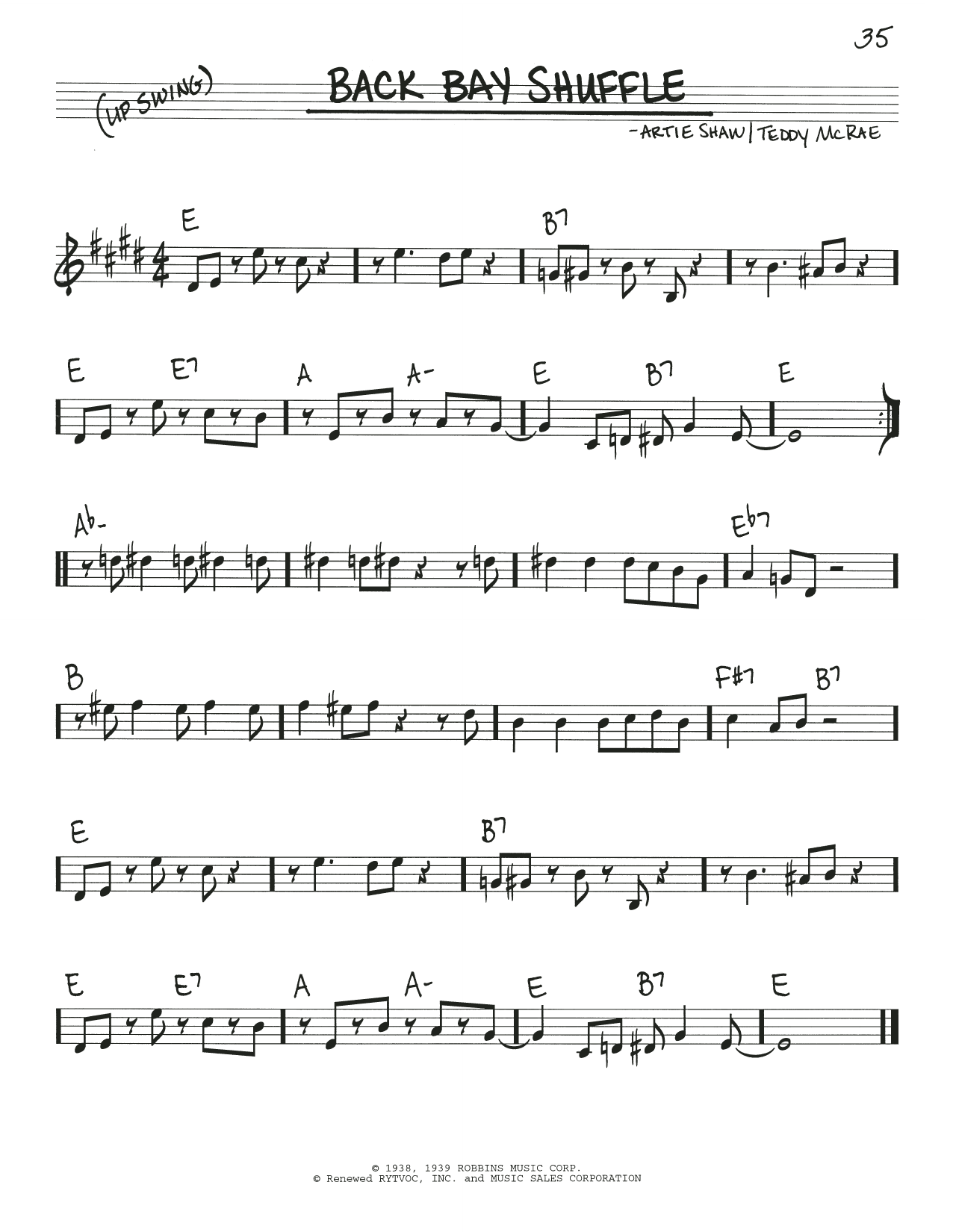 Download Teddie MacRae Back Bay Shuffle Sheet Music and learn how to play Real Book – Melody & Chords PDF digital score in minutes