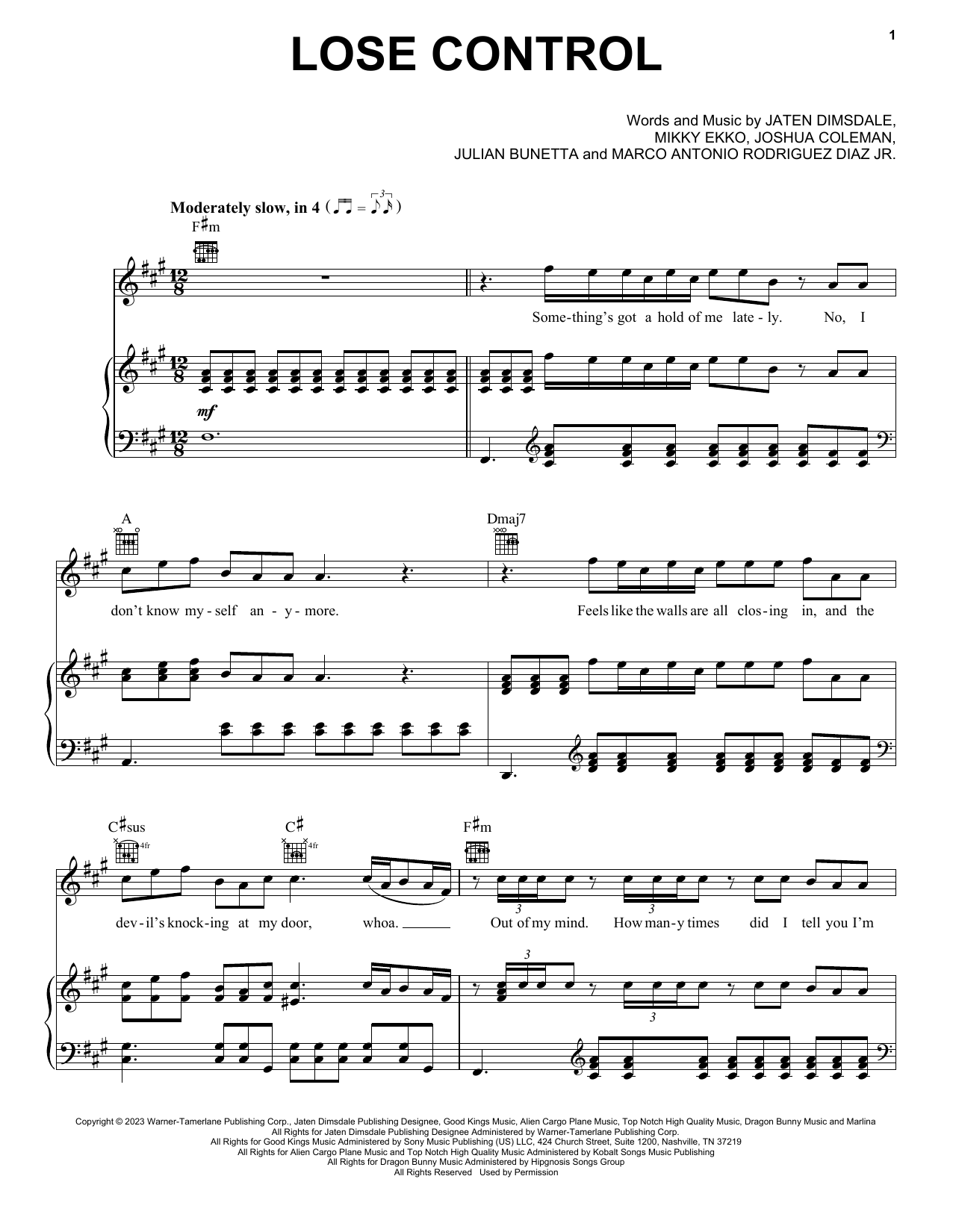 Download Teddy Swims Lose Control Sheet Music and learn how to play Clarinet Solo PDF digital score in minutes