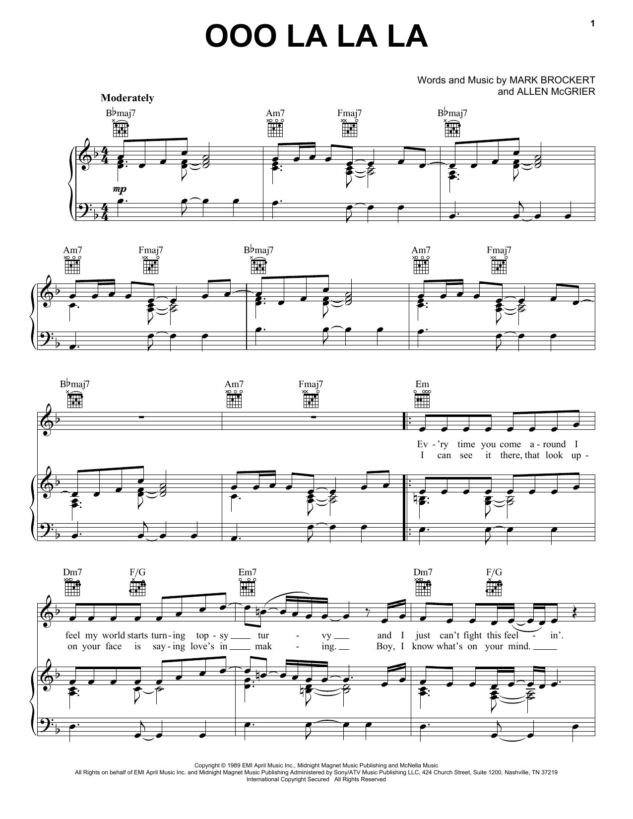 Download Teena Marie Ooo La La La Sheet Music and learn how to play Piano, Vocal & Guitar (Right-Hand Melody) PDF digital score in minutes