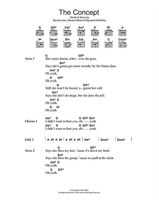 Download Teenage Fanclub The Concept Sheet Music and learn how to play Lyrics & Chords PDF digital score in minutes