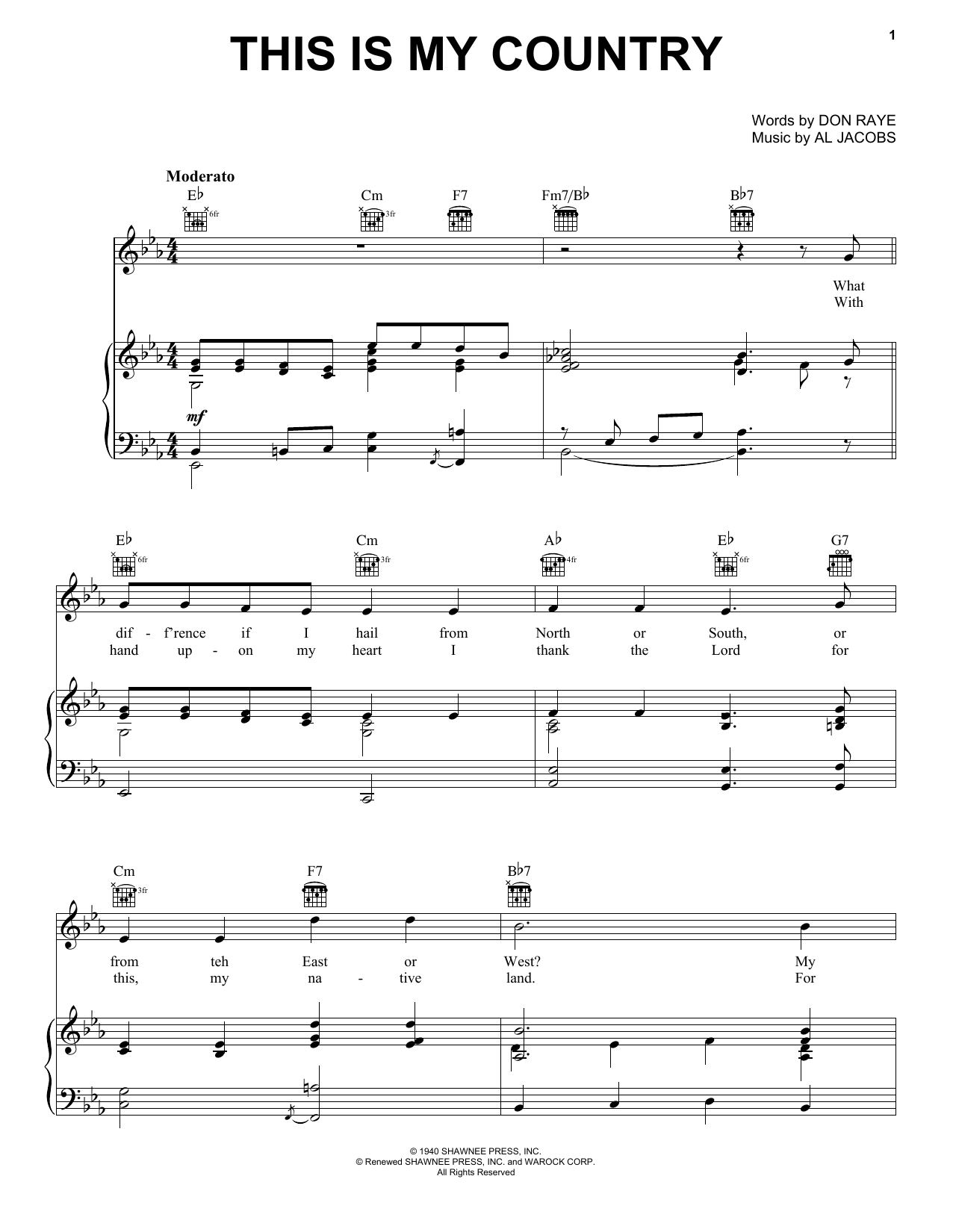 Download Tennessee Ernie Ford This Is My Country Sheet Music and learn how to play Piano Duet PDF digital score in minutes
