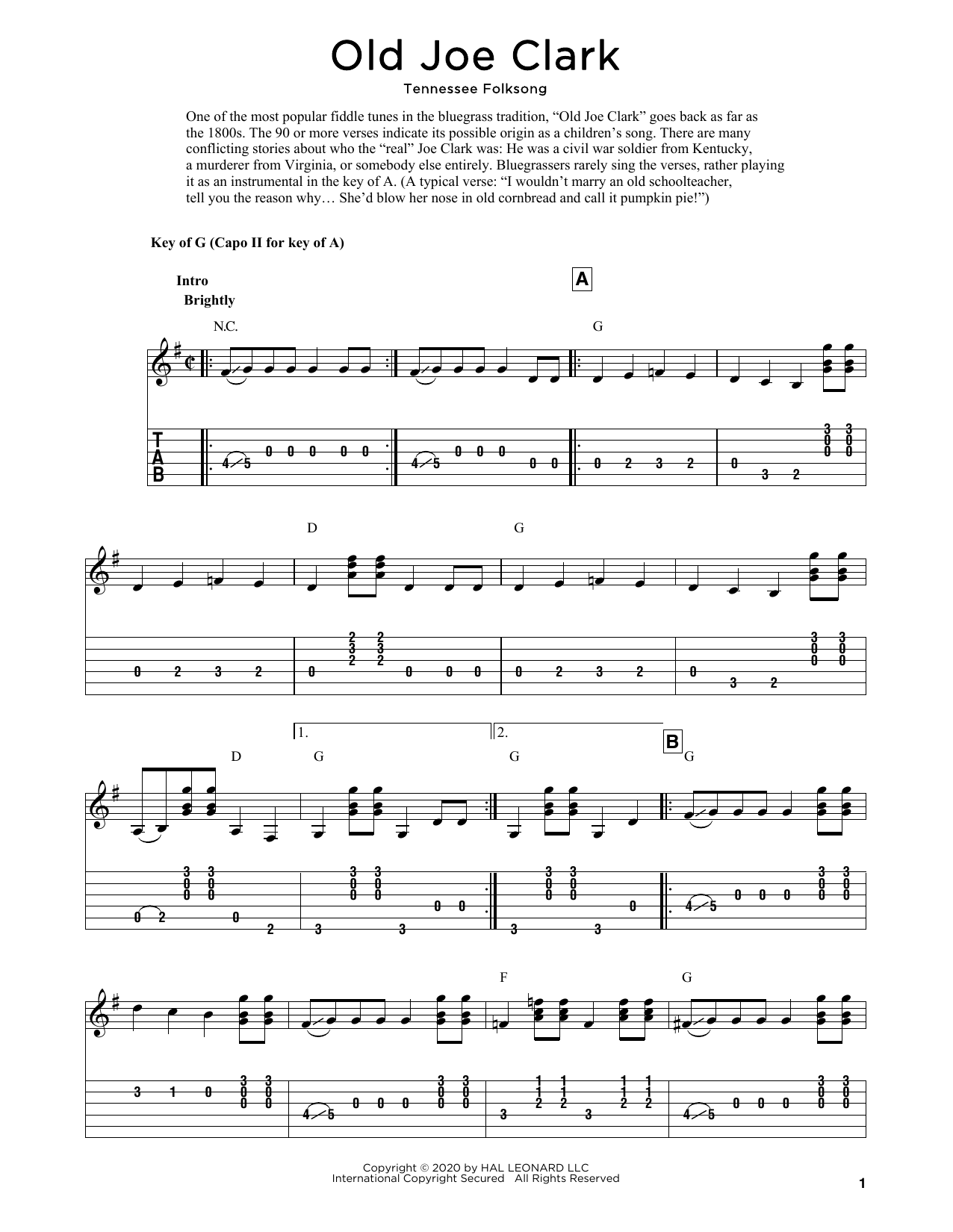 Download Tennessee Folksong Old Joe Clark (arr. Fred Sokolow) Sheet Music and learn how to play Mandolin PDF digital score in minutes