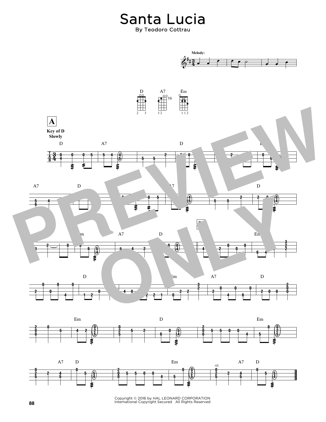 Download Teodoro Cottrau Santa Lucia (arr. Fred Sokolow) Sheet Music and learn how to play Mandolin PDF digital score in minutes