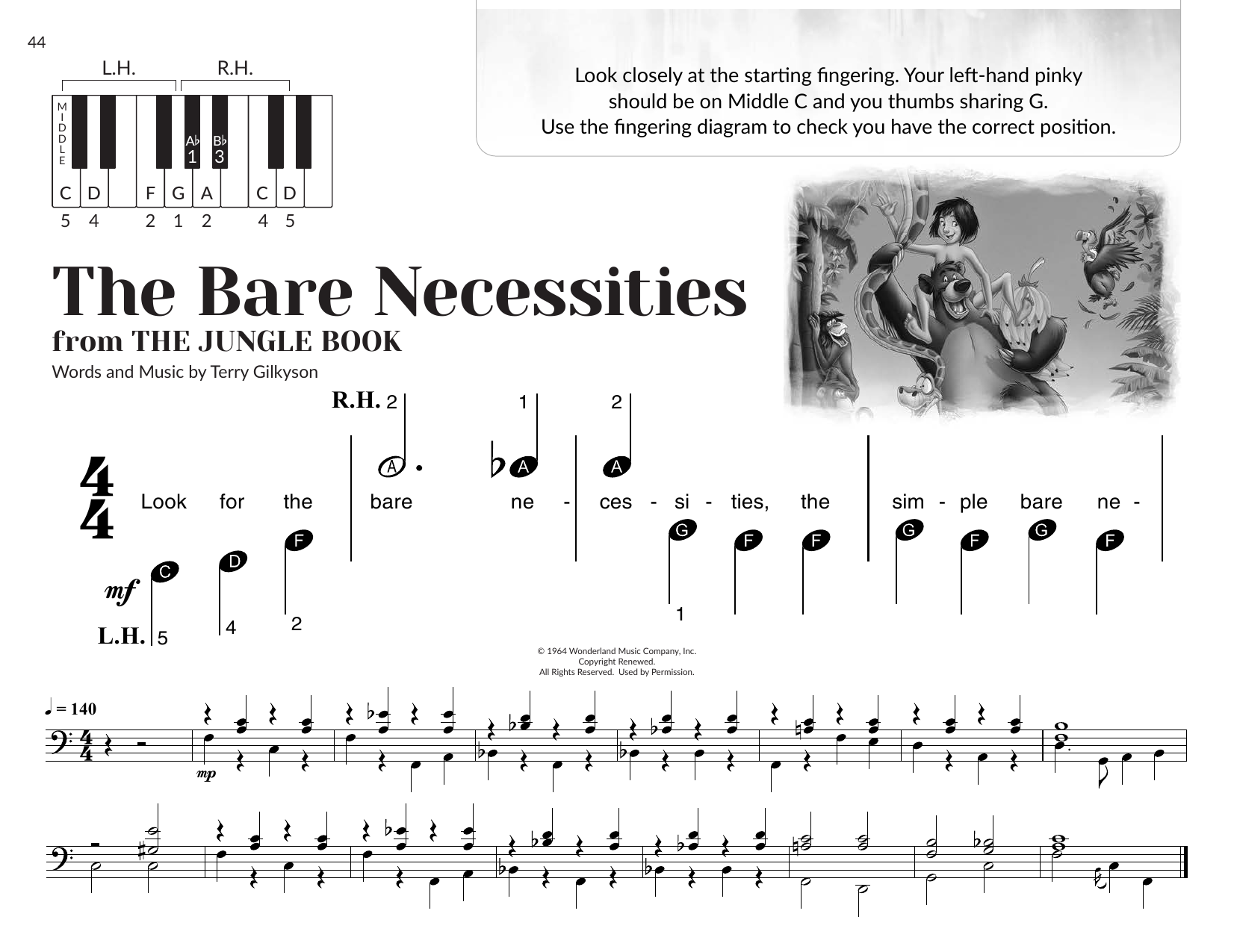 Download Terry Gilkyson The Bare Necessities (from The Jungle Book) (arr. Brittany McCorriston) Sheet Music and learn how to play Very Beginner Piano PDF digital score in minutes