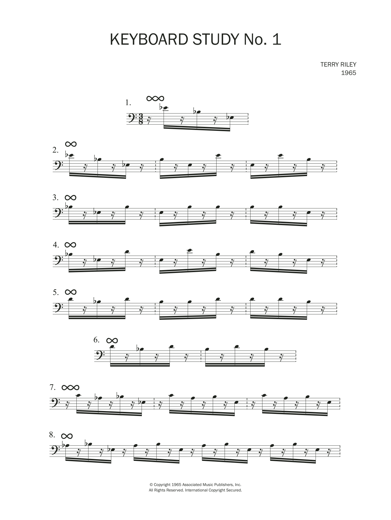 Download Terry Riley Keyboard Study No.1 Sheet Music and learn how to play Piano PDF digital score in minutes