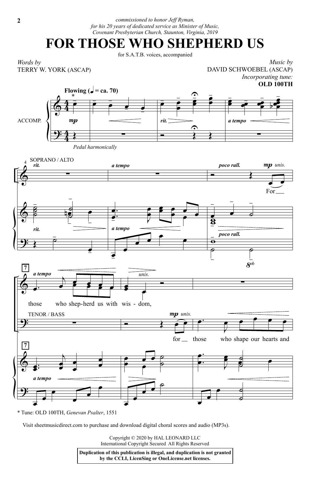 Download Terry W. York and David Schwoebel For Those Who Shepherd Us Sheet Music and learn how to play SATB Choir PDF digital score in minutes