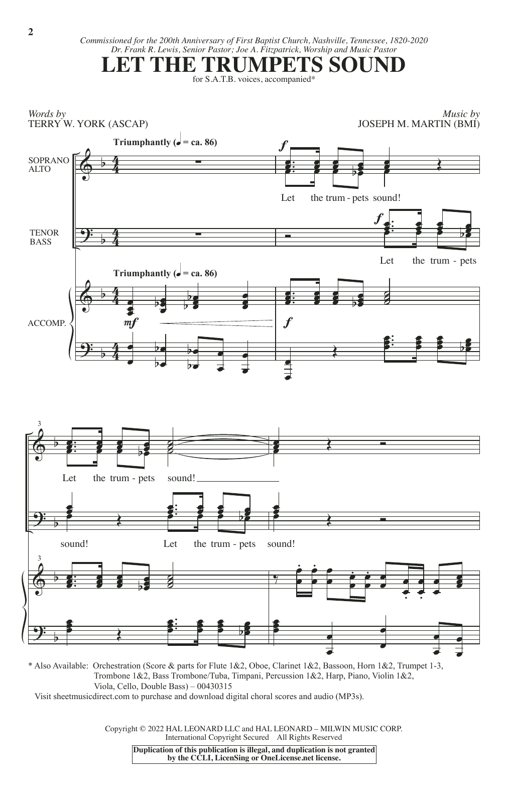 Download Terry W. York and Joseph M. Martin Let The Trumpets Sound Sheet Music and learn how to play SATB Choir PDF digital score in minutes