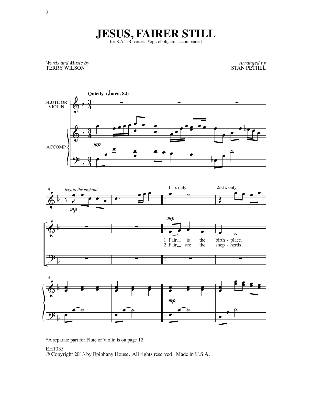 Download Terry Wilson Jesus, Fairer Still (arr. Stan Pethel) Sheet Music and learn how to play SATB Choir PDF digital score in minutes