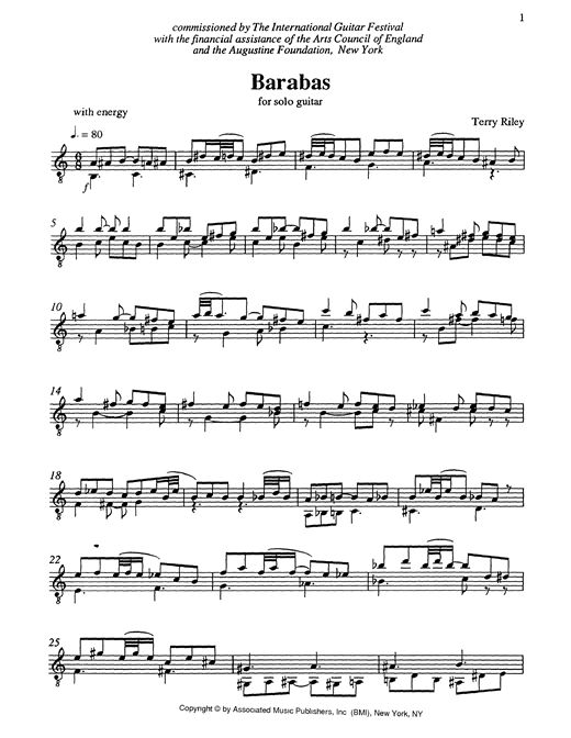 Download Terry Riley Barabas Sheet Music and learn how to play Guitar PDF digital score in minutes