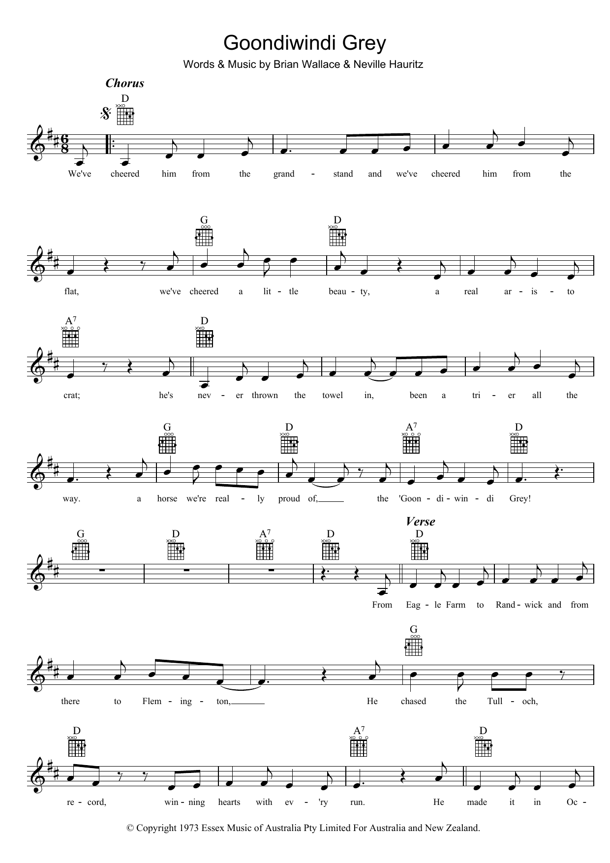 Download Tex Morton Goondiwindi Grey Sheet Music and learn how to play Melody Line, Lyrics & Chords PDF digital score in minutes