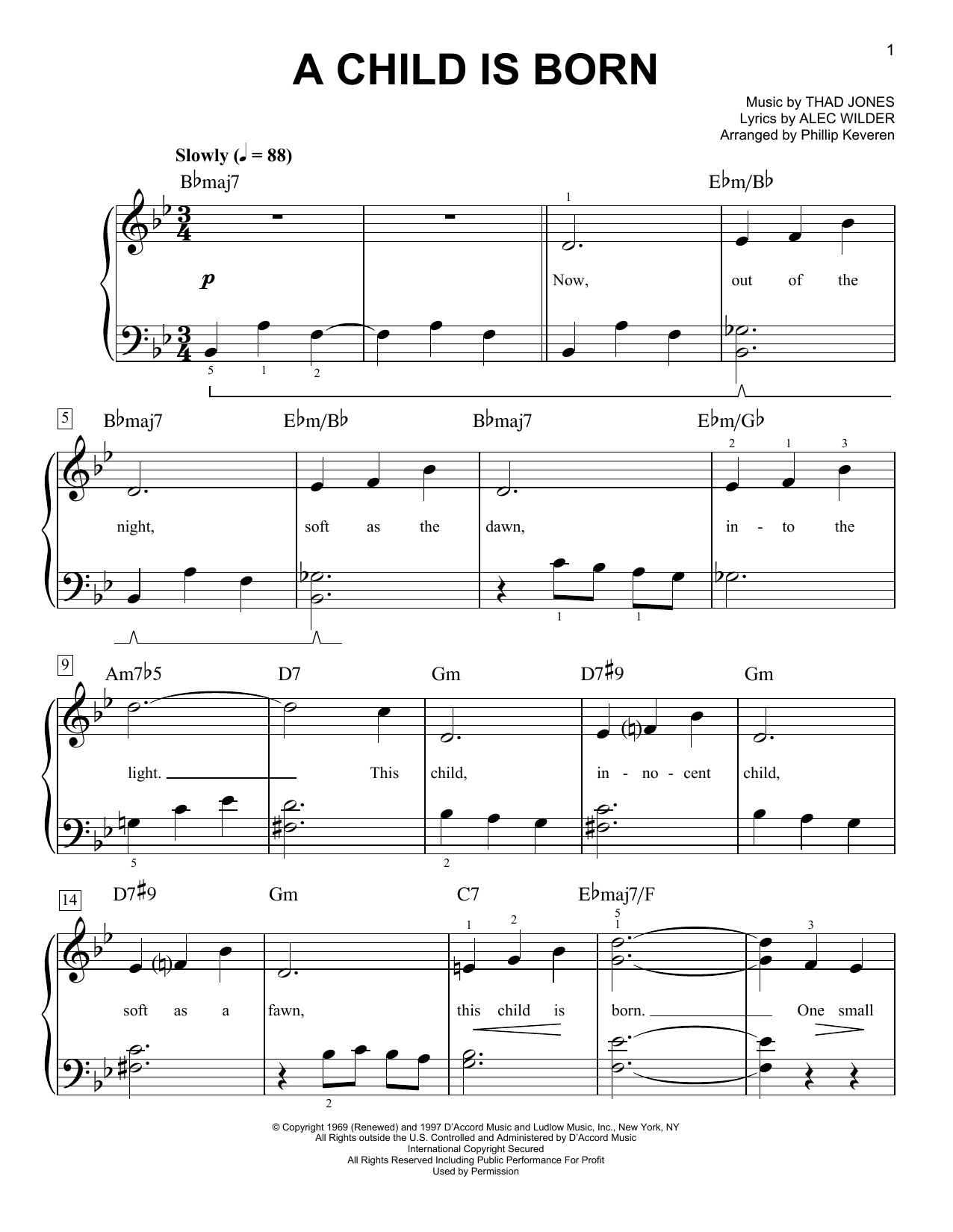 Download Thad Jones A Child Is Born (arr. Phillip Keveren) Sheet Music and learn how to play Easy Piano PDF digital score in minutes