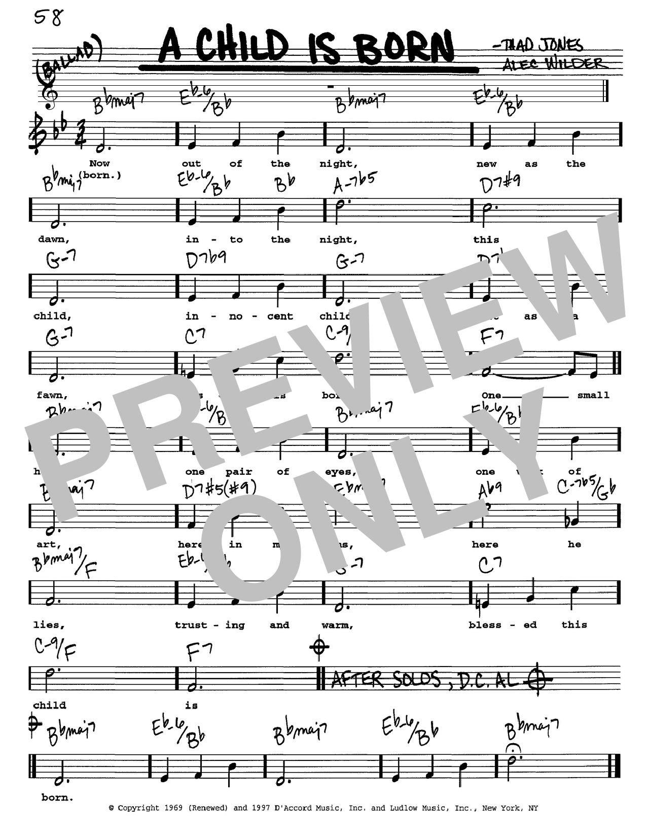 Download Thad Jones A Child Is Born Sheet Music and learn how to play Voice PDF digital score in minutes