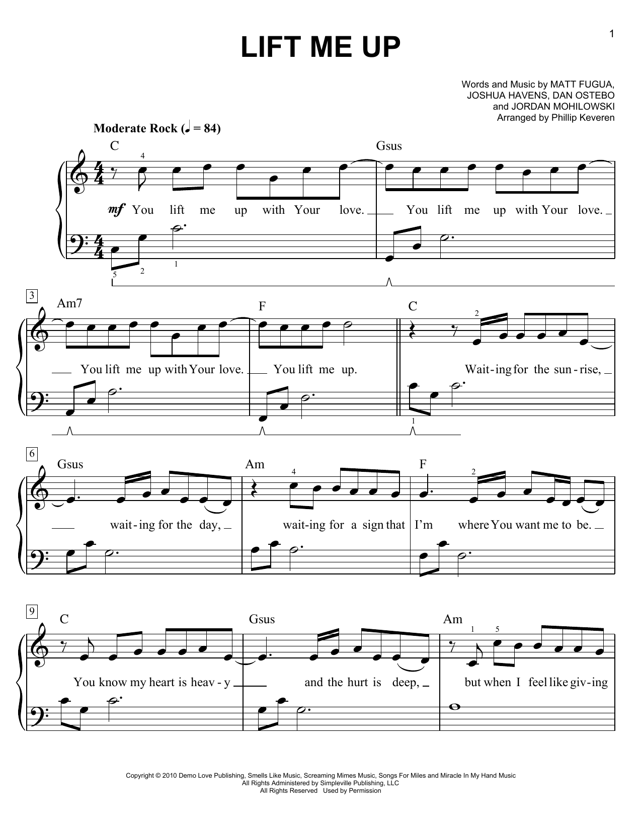 Download The Afters Lift Me Up Sheet Music and learn how to play Easy Piano PDF digital score in minutes