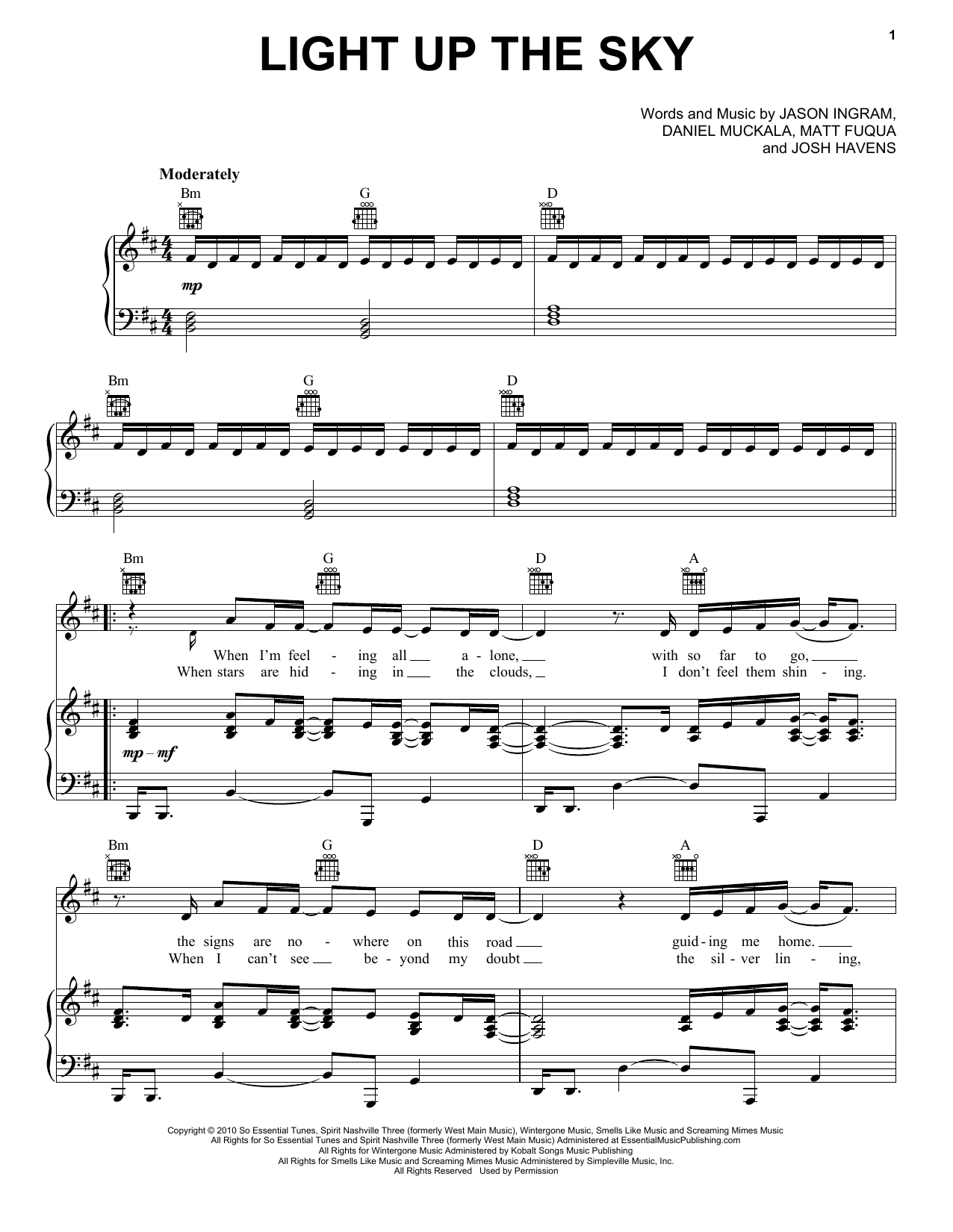 Download The Afters Light Up The Sky Sheet Music and learn how to play Piano, Vocal & Guitar (Right-Hand Melody) PDF digital score in minutes