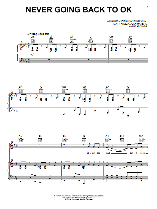 Download The Afters Never Going Back To OK Sheet Music and learn how to play Piano, Vocal & Guitar (Right-Hand Melody) PDF digital score in minutes