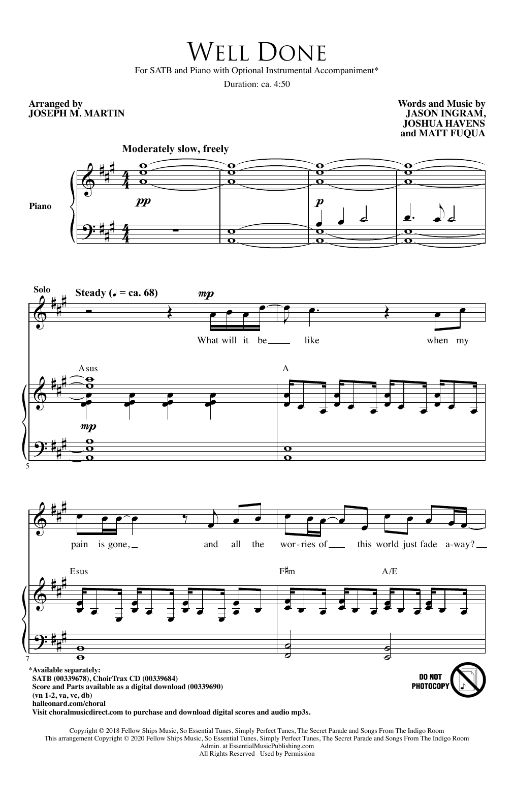 Download The Afters Well Done (arr. Joseph M. Martin) Sheet Music and learn how to play SATB Choir PDF digital score in minutes