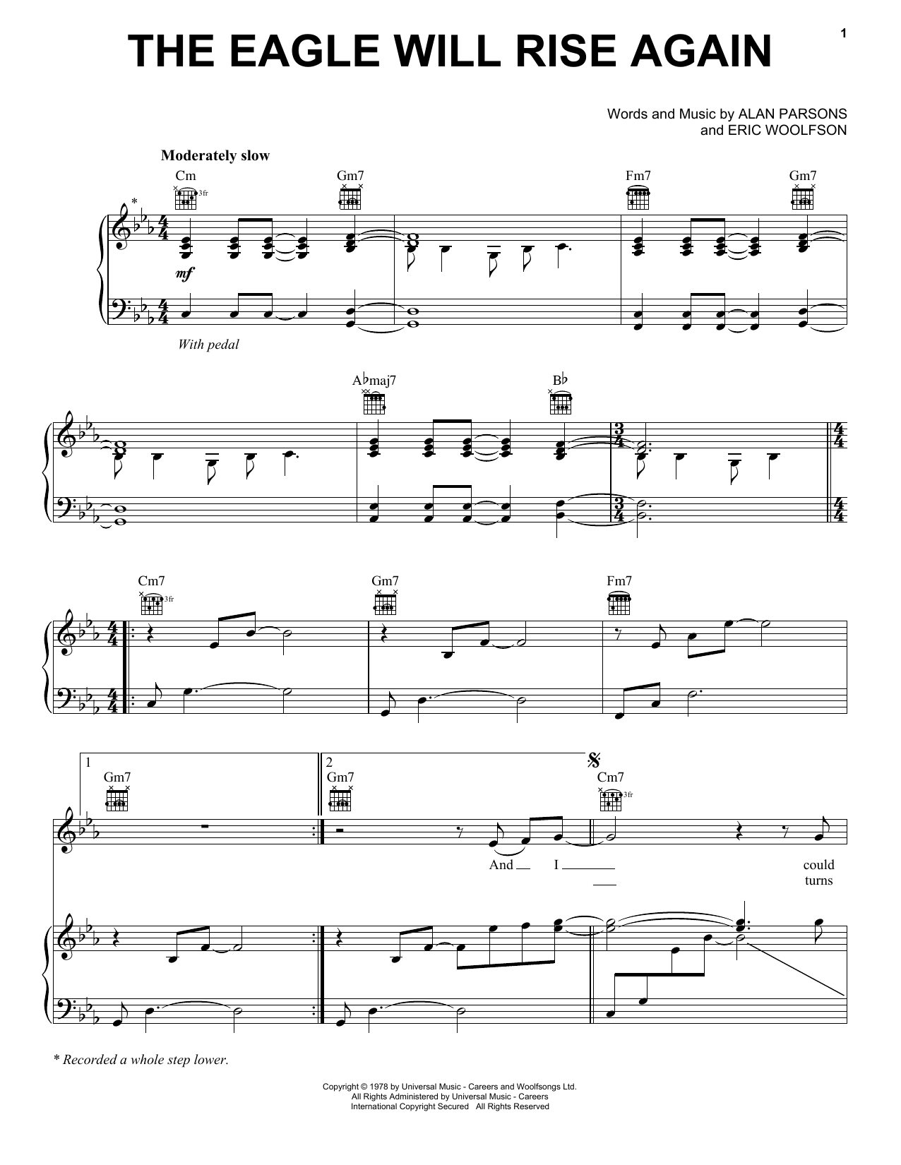 Download The Alan Parsons Project The Eagle Will Rise Again Sheet Music and learn how to play Piano, Vocal & Guitar Chords (Right-Hand Melody) PDF digital score in minutes