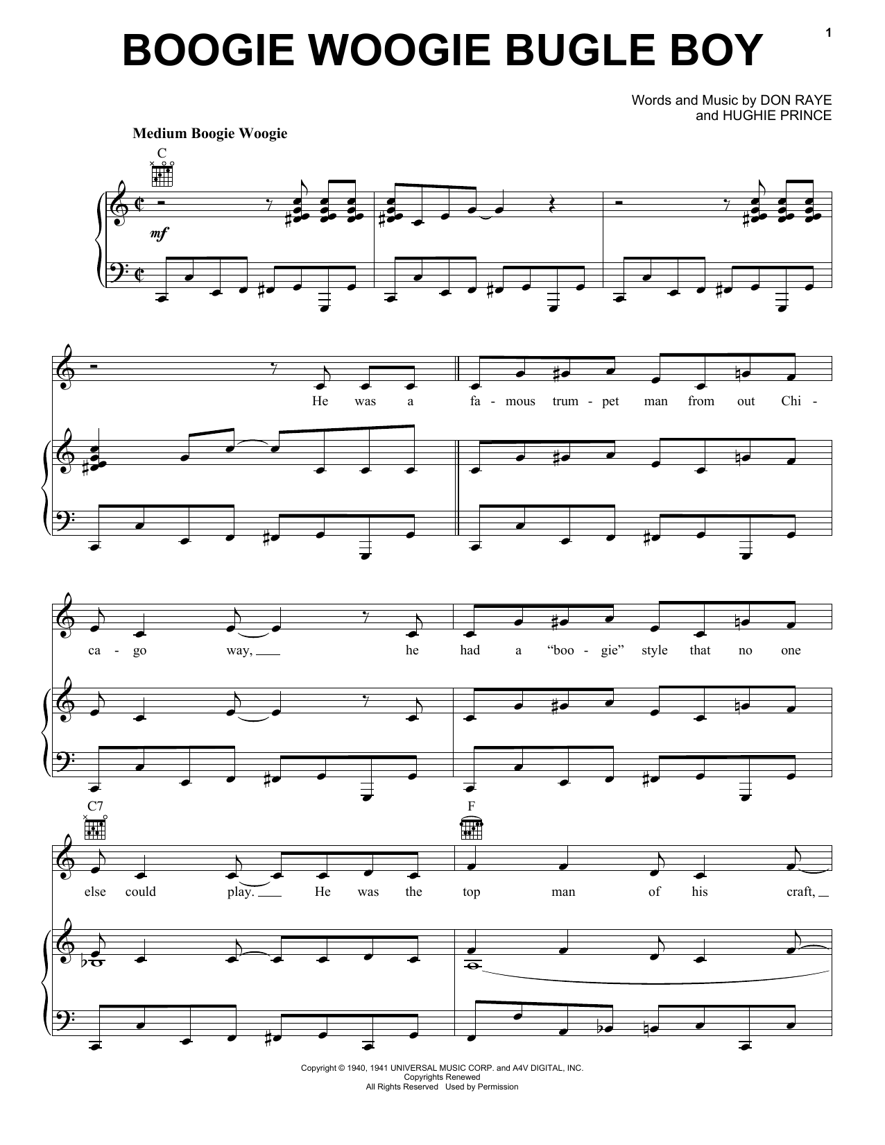 Download The Andrews Sisters Boogie Woogie Bugle Boy Sheet Music and learn how to play Keyboard PDF digital score in minutes