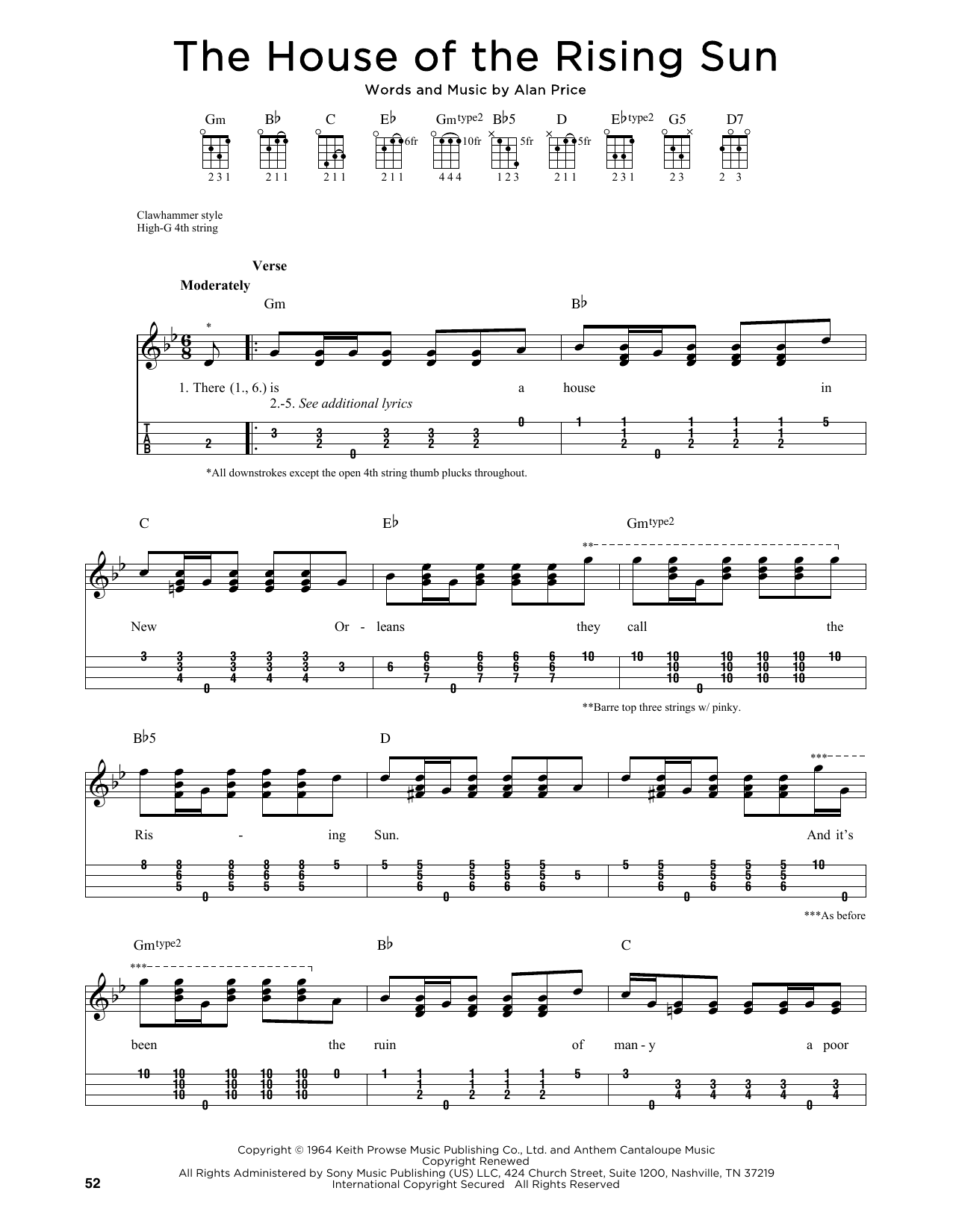 Download The Animals The House Of The Rising Sun (arr. Jim Schustedt) Sheet Music and learn how to play Ukulele PDF digital score in minutes