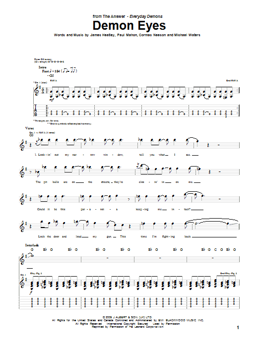 Download The Answer Demon Eyes Sheet Music and learn how to play Guitar Tab PDF digital score in minutes
