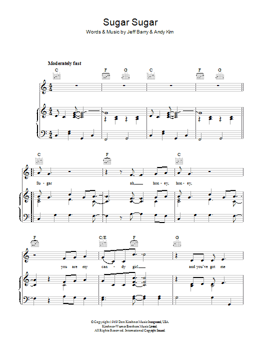 Download The Archies Sugar, Sugar Sheet Music and learn how to play Easy Guitar PDF digital score in minutes
