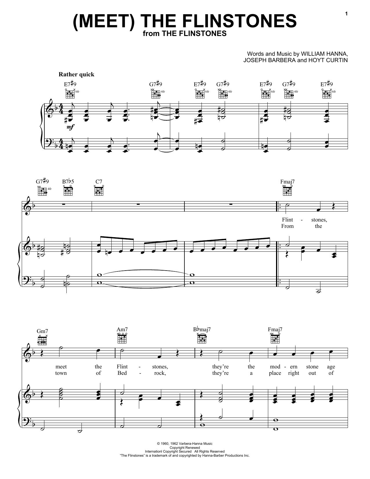 Download The B-52's (Meet) The Flintstones Sheet Music and learn how to play Piano, Vocal & Guitar Chords (Right-Hand Melody) PDF digital score in minutes