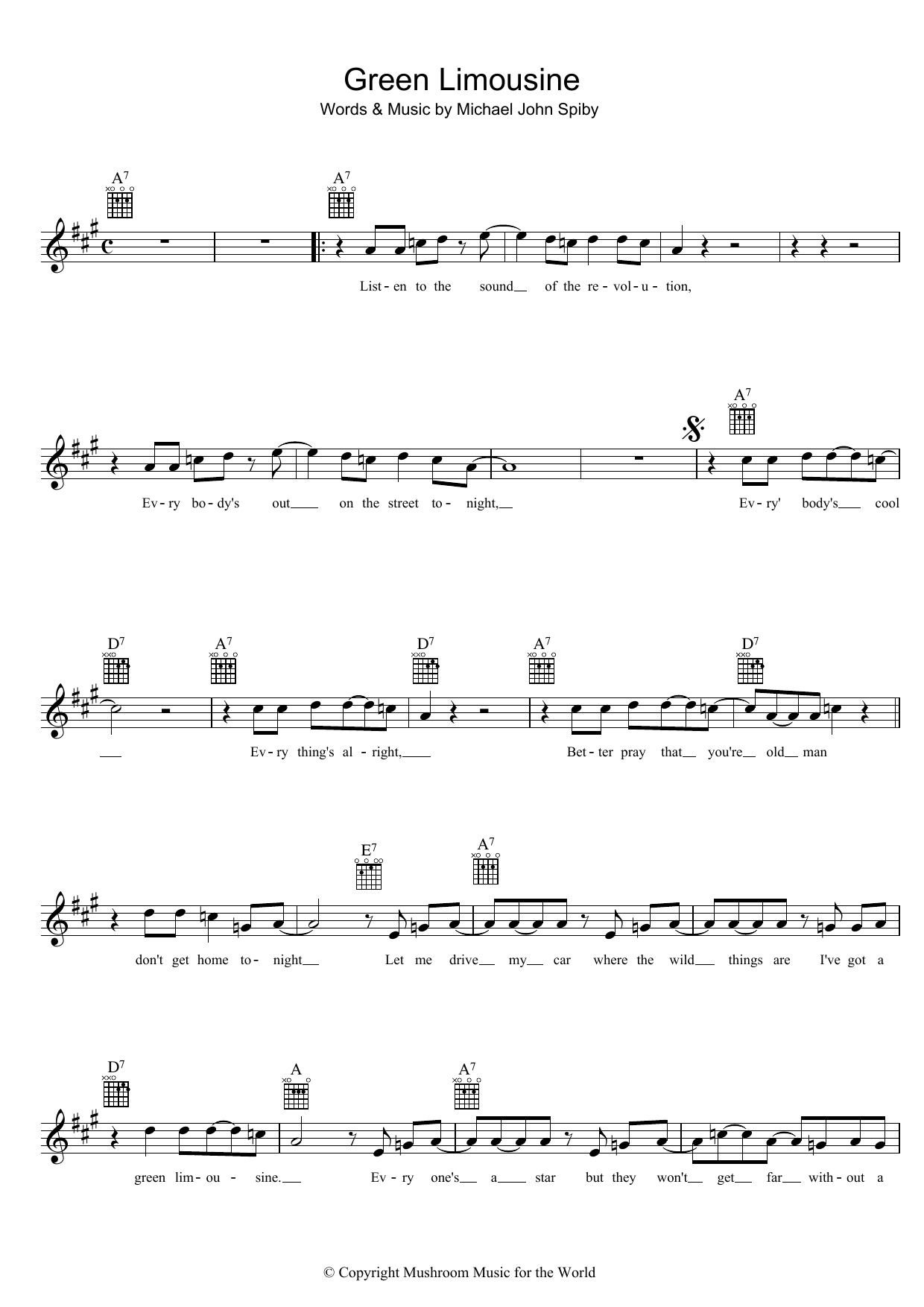 Download The Badloves Green Limousine Sheet Music and learn how to play Melody Line, Lyrics & Chords PDF digital score in minutes