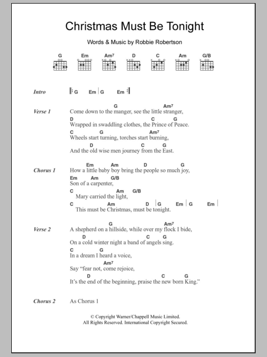 Download The Band Christmas Must Be Tonight Sheet Music and learn how to play Lyrics & Chords PDF digital score in minutes