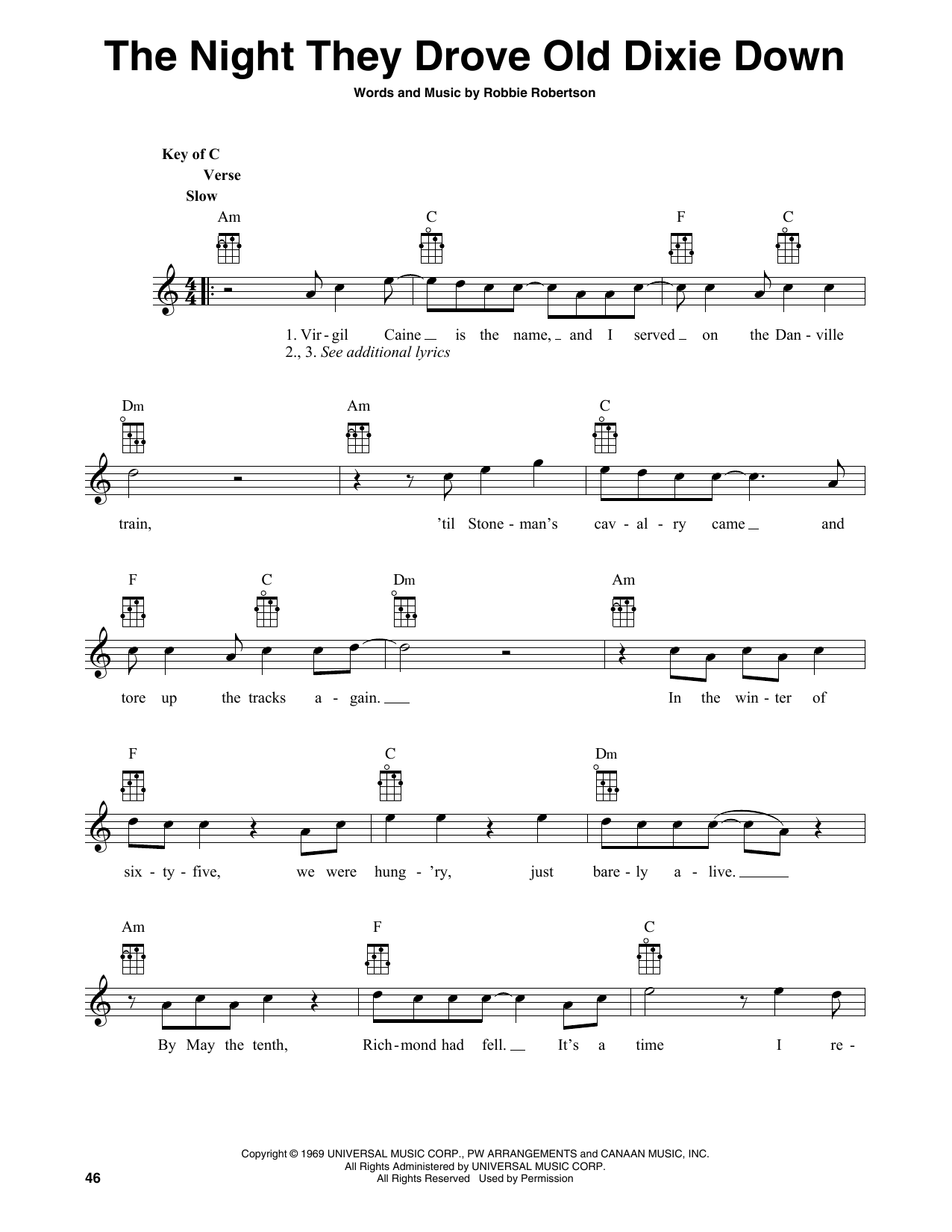 Download The Band The Night They Drove Old Dixie Down (arr. Fred Sokolow) Sheet Music and learn how to play Banjo Tab PDF digital score in minutes