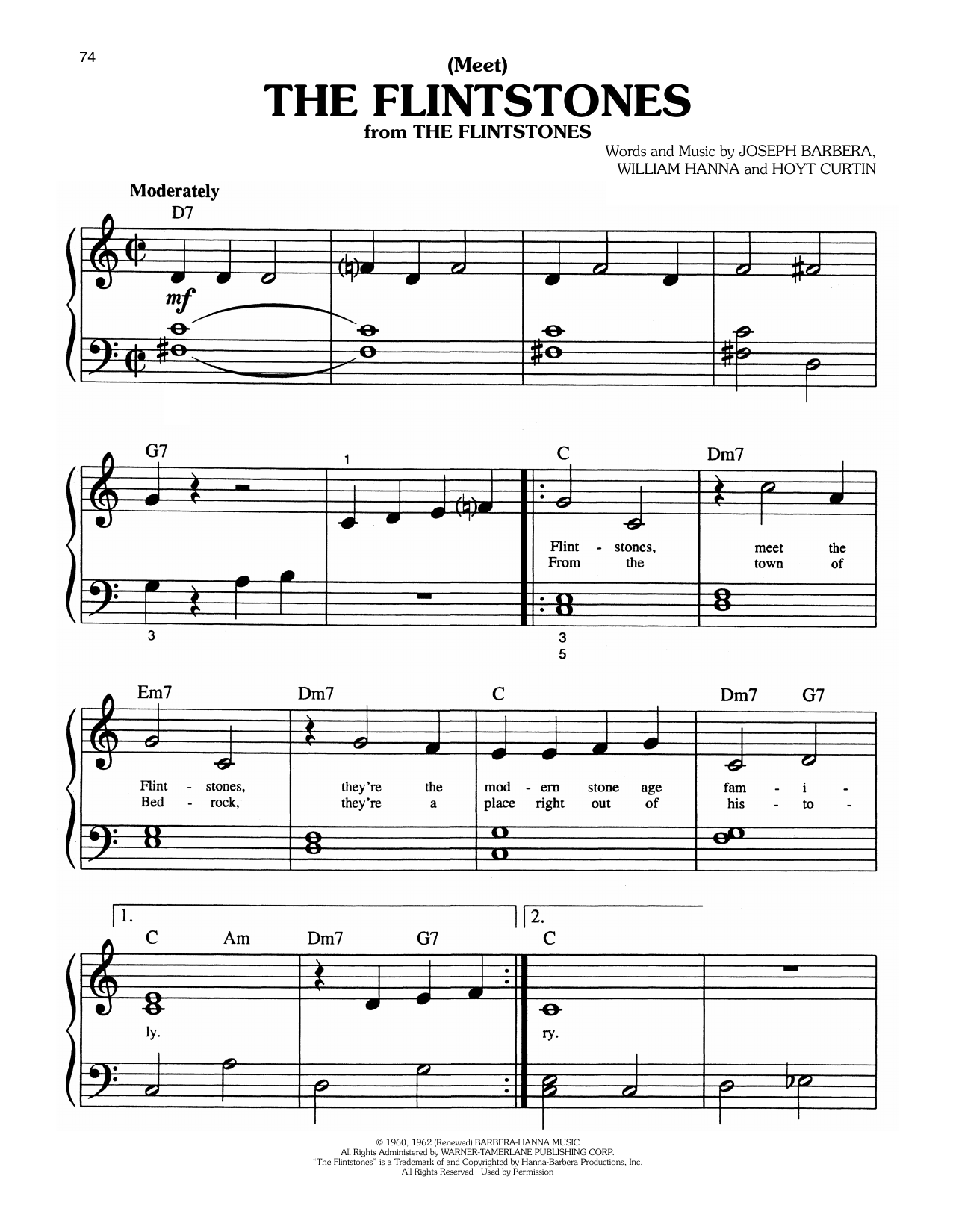 Download The BC-52's (Meet) The Flintstones Sheet Music and learn how to play Big Note Piano PDF digital score in minutes