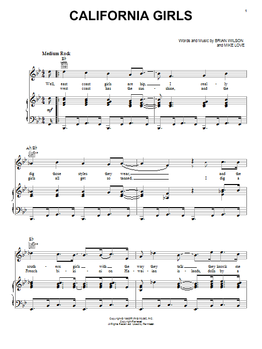 Download The Beach Boys California Girls Sheet Music and learn how to play Viola PDF digital score in minutes
