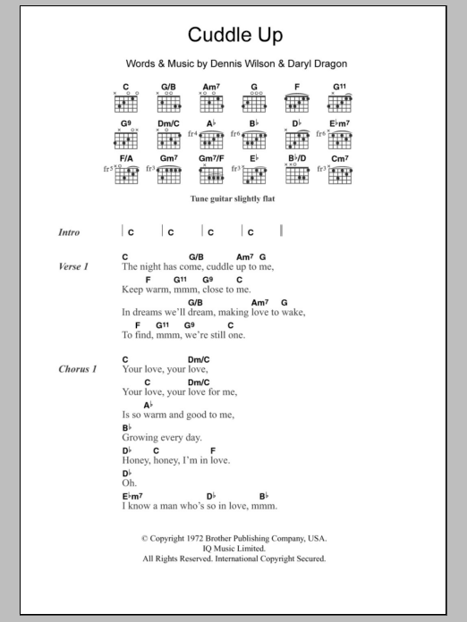 Download The Beach Boys Cuddle Up Sheet Music and learn how to play Lyrics & Chords PDF digital score in minutes