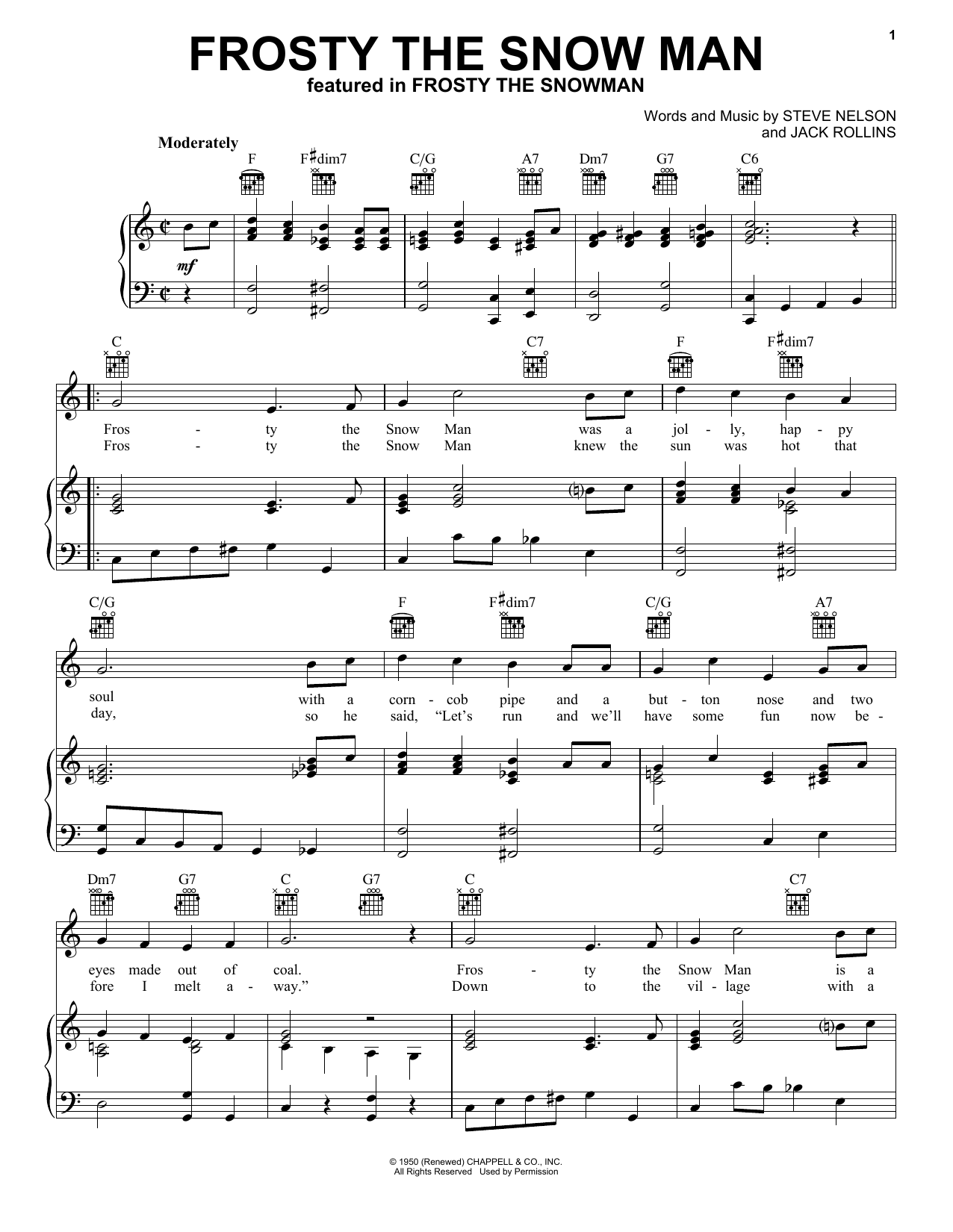 Download The Beach Boys Frosty The Snow Man Sheet Music and learn how to play Piano, Vocal & Guitar (Right-Hand Melody) PDF digital score in minutes