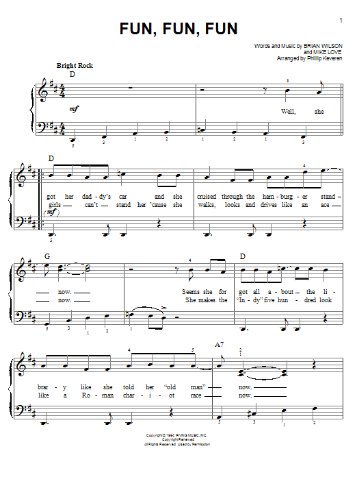 Download The Beach Boys Fun, Fun, Fun Sheet Music and learn how to play Easy Piano PDF digital score in minutes