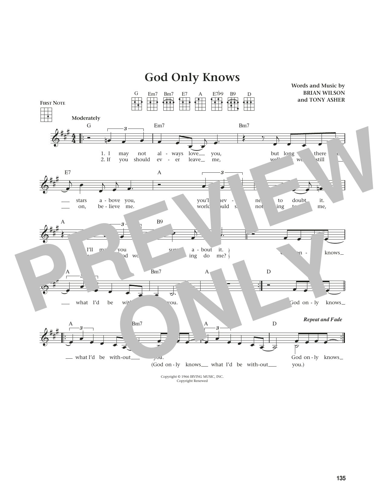 Download The Beach Boys God Only Knows (from The Daily Ukulele) (arr. Jim Beloff) Sheet Music and learn how to play Ukulele PDF digital score in minutes