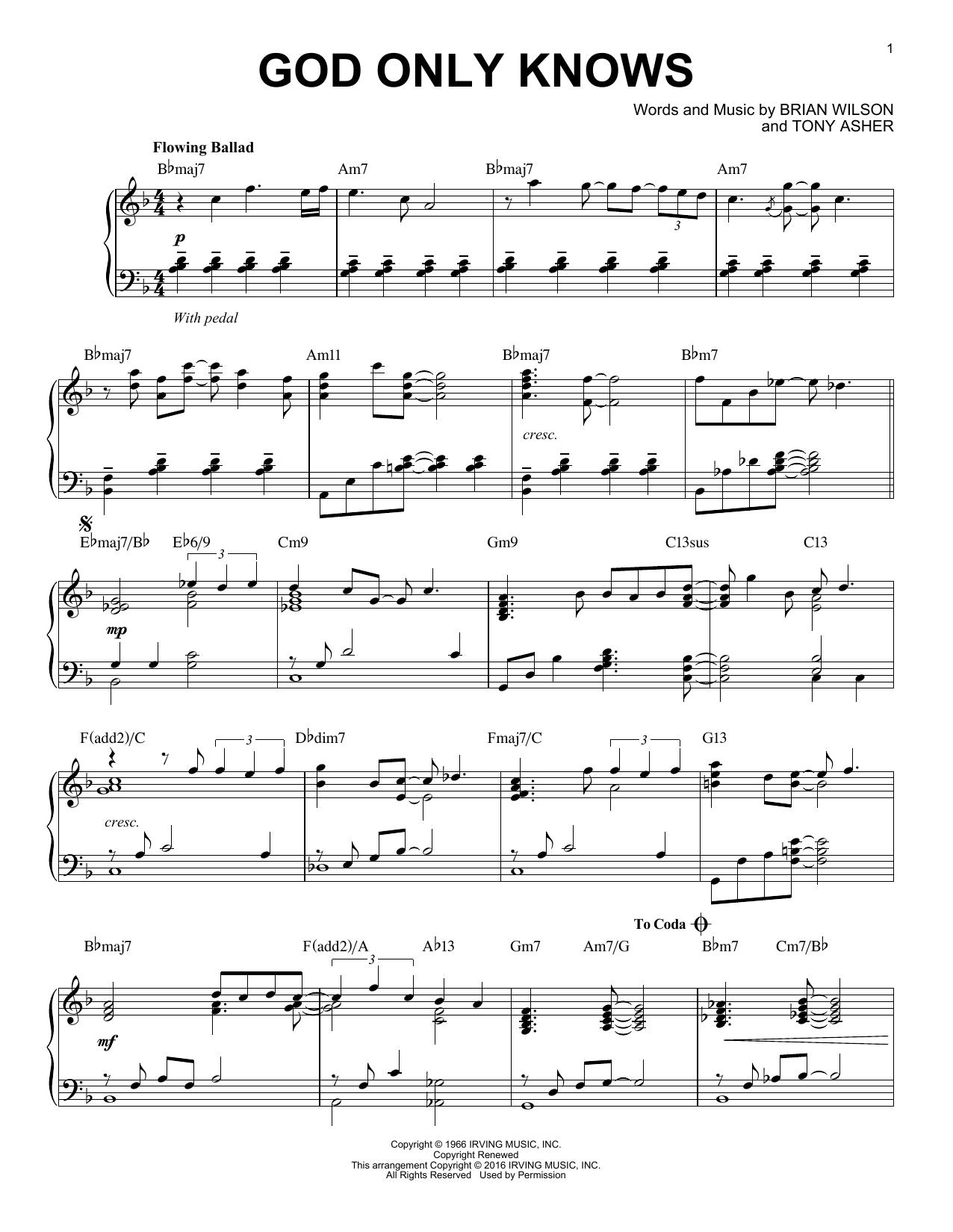 Download The Beach Boys God Only Knows Sheet Music and learn how to play Piano PDF digital score in minutes