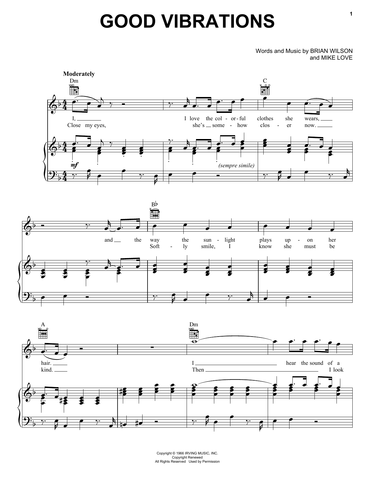 Download The Beach Boys Good Vibrations Sheet Music and learn how to play Violin PDF digital score in minutes