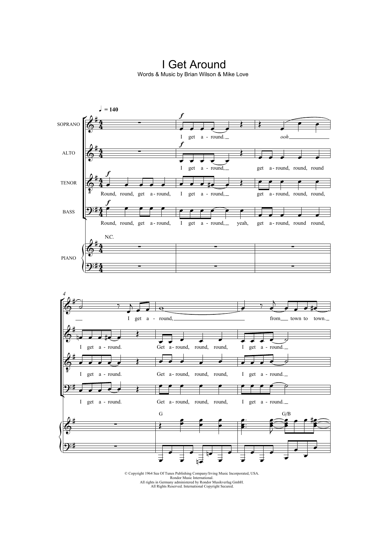 Download The Beach Boys I Get Around (arr. Thomas Lydon) Sheet Music and learn how to play SATB PDF digital score in minutes