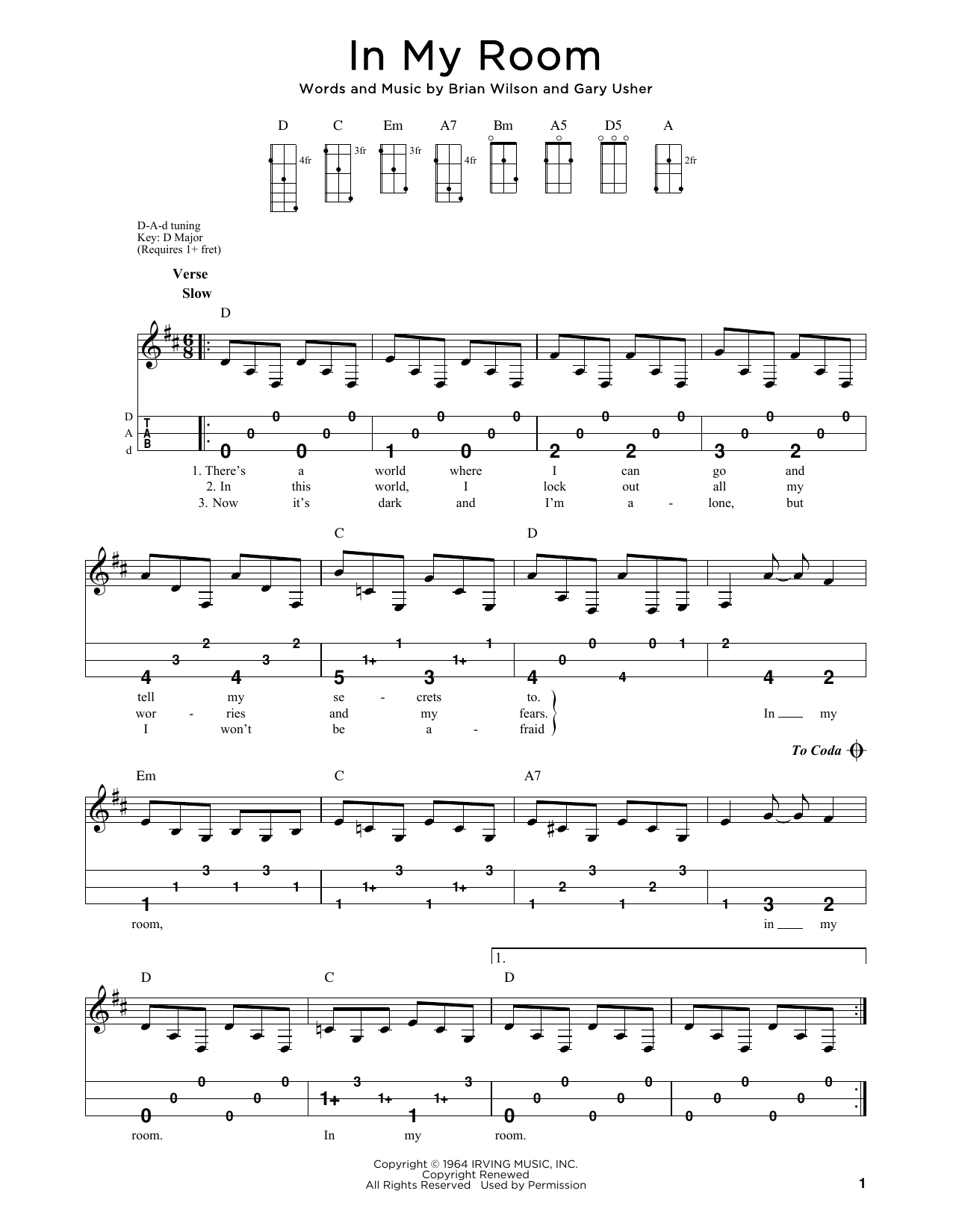 Download The Beach Boys In My Room (arr. Steven B. Eulberg) Sheet Music and learn how to play Dulcimer PDF digital score in minutes