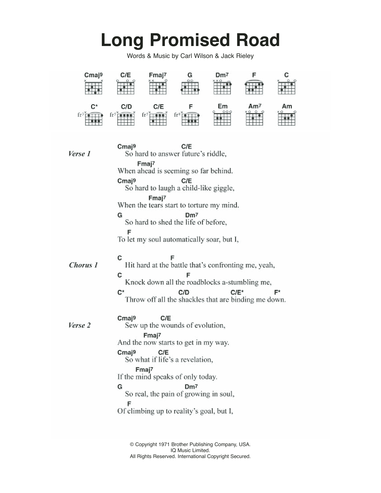 Download The Beach Boys Long Promised Road Sheet Music and learn how to play Lyrics & Chords PDF digital score in minutes