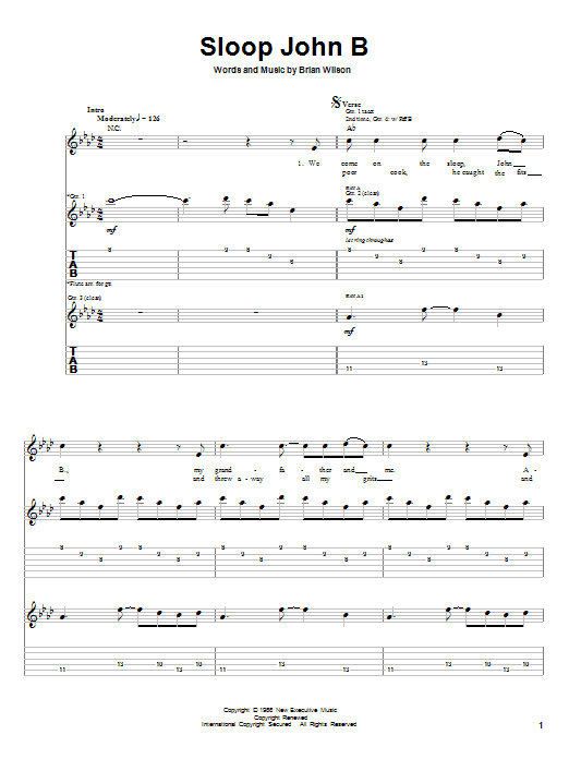 Download The Beach Boys Sloop John B Sheet Music and learn how to play Ukulele Lyrics & Chords PDF digital score in minutes