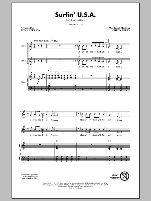 Download The Beach Boys Surfin' U.S.A. (arr. Tom Anderson) Sheet Music and learn how to play 3-Part Mixed PDF digital score in minutes